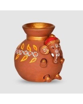 Handpainted Baby Ganesha Coming Out from the Matki